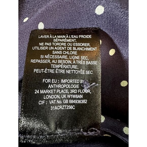 MAEVE ANTHROPOLOGIE Women's Ruffle Sleeve Button Detail Silk Blouse Blue Size 6 - Picture 9 of 9